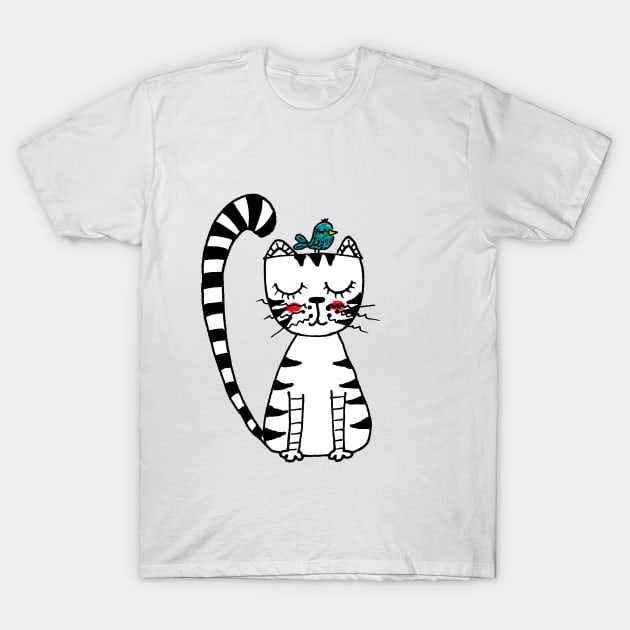 Yuna Cat | An Unlikely Friendship Blossoms T-Shirt by MiracelArt